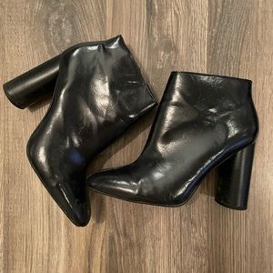 Zara Faux Leather Dark Blue Booties